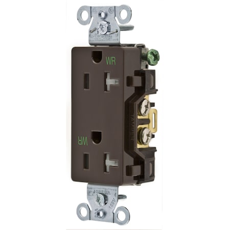 Hubbell Wiring Device-Kellems Straight Blade Receptacle, 5-20R, 20 A, 125V AC, 2 Pole, 3 Wire, Flush Mount, Grounded DR20WRTR